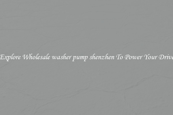 Explore Wholesale washer pump shenzhen To Power Your Drive
