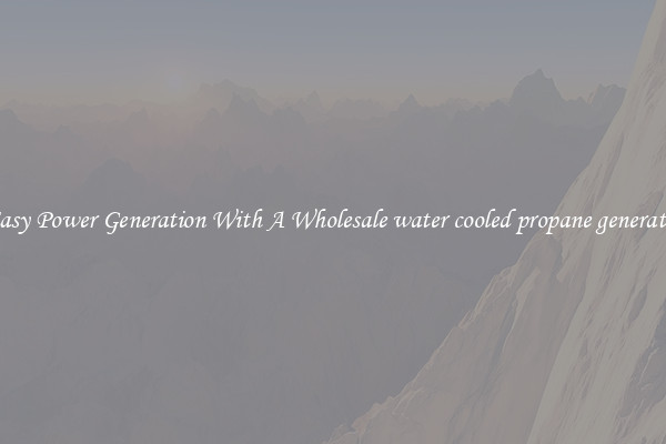 Easy Power Generation With A Wholesale water cooled propane generator